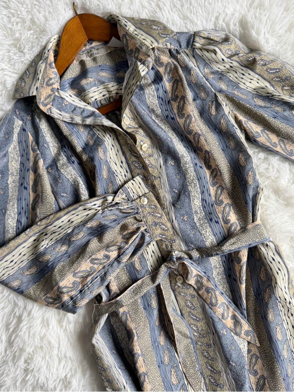 1970’s Schrader Sport Petite Dress Paisley Print Belt Pockets Collar Vintage - Picture 3 of 9